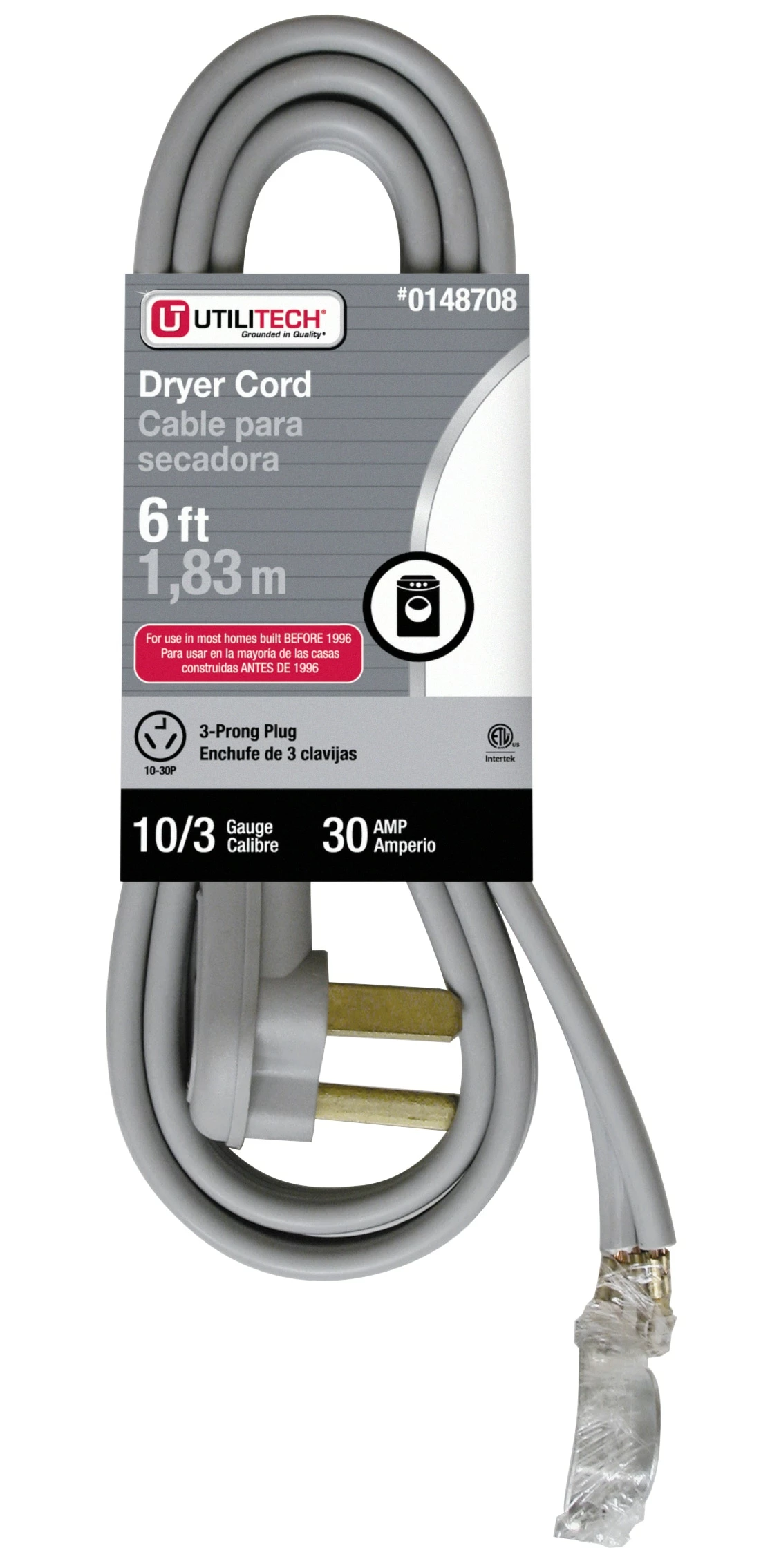 Utilitech Appliance Power Cords 6-ft 3-Prong Gray Dryer Appliance Power Cord 3 Utilitech Appliance Power Cords 6-ft 3-Prong Gray Dryer Appliance Power Cord