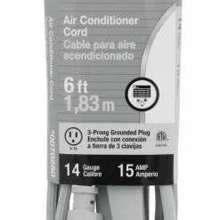Utilitech Appliance Power Cords Air Conditioner Cord 6-ft 3-Prong Gray Air Conditioner Appliance Power Cord