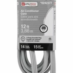 Utilitech Appliance Power Cords Appliance Cord 12-ft 3-Prong Gray Air Conditioner Appliance Power Cord