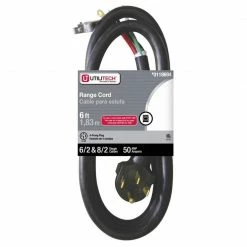 Utilitech Appliance Power Cords Appliance Power Cord 6-ft 4-Prong Black Range Appliance Power Cord